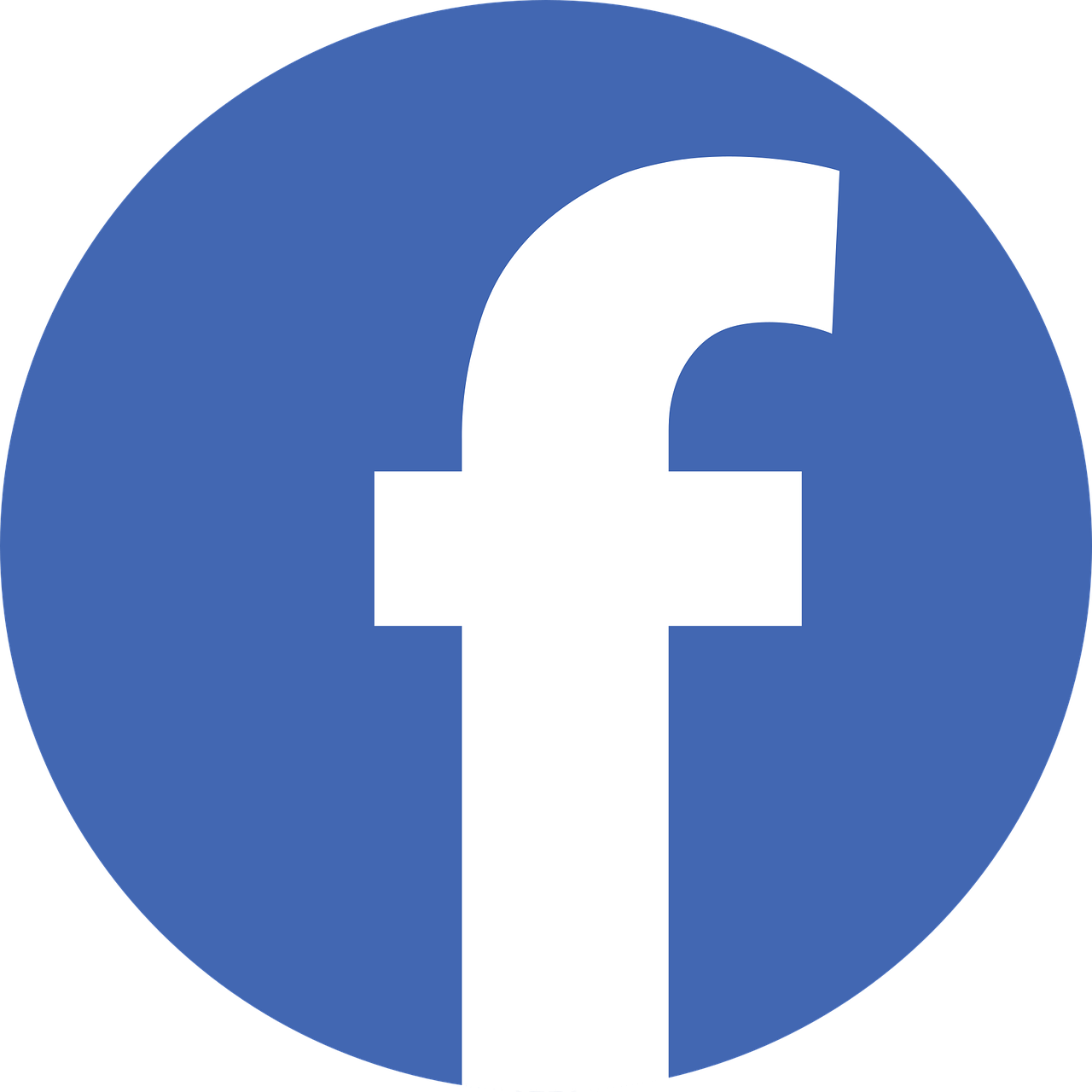 Facebook's logo, blue background with white letter f